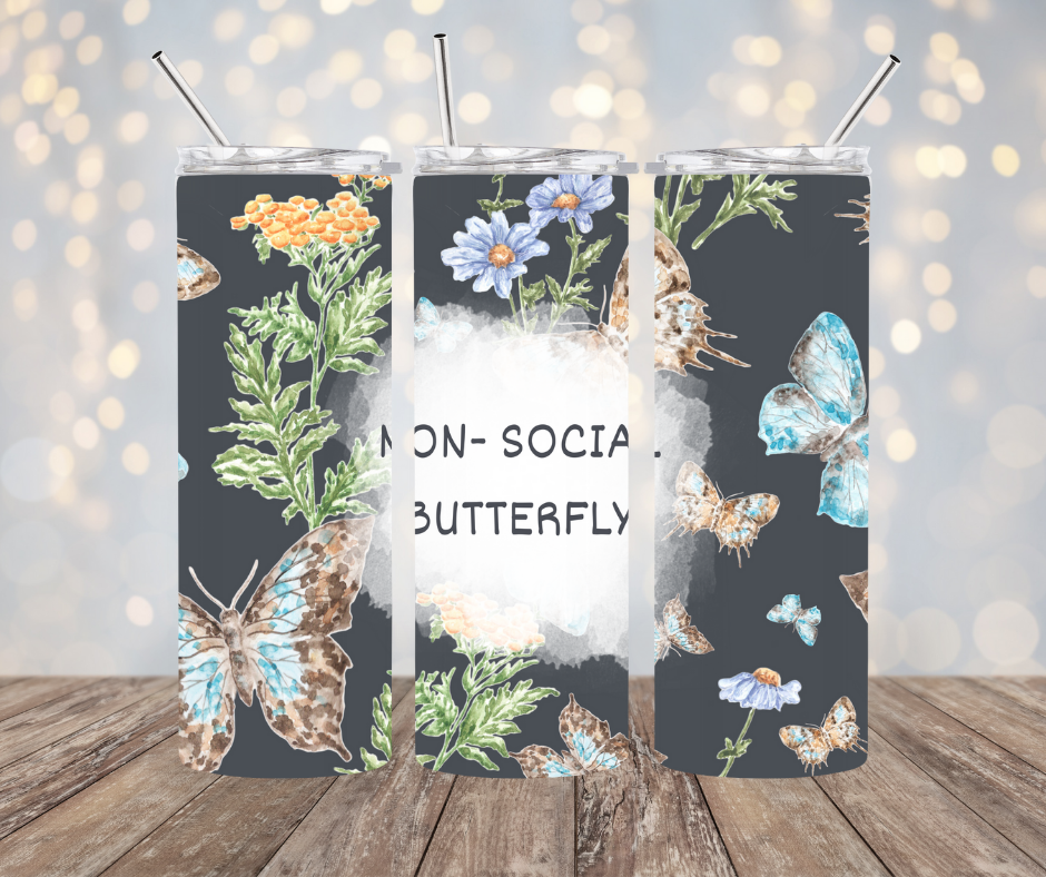 Non-Social Butterfly Tumbler 20 oz