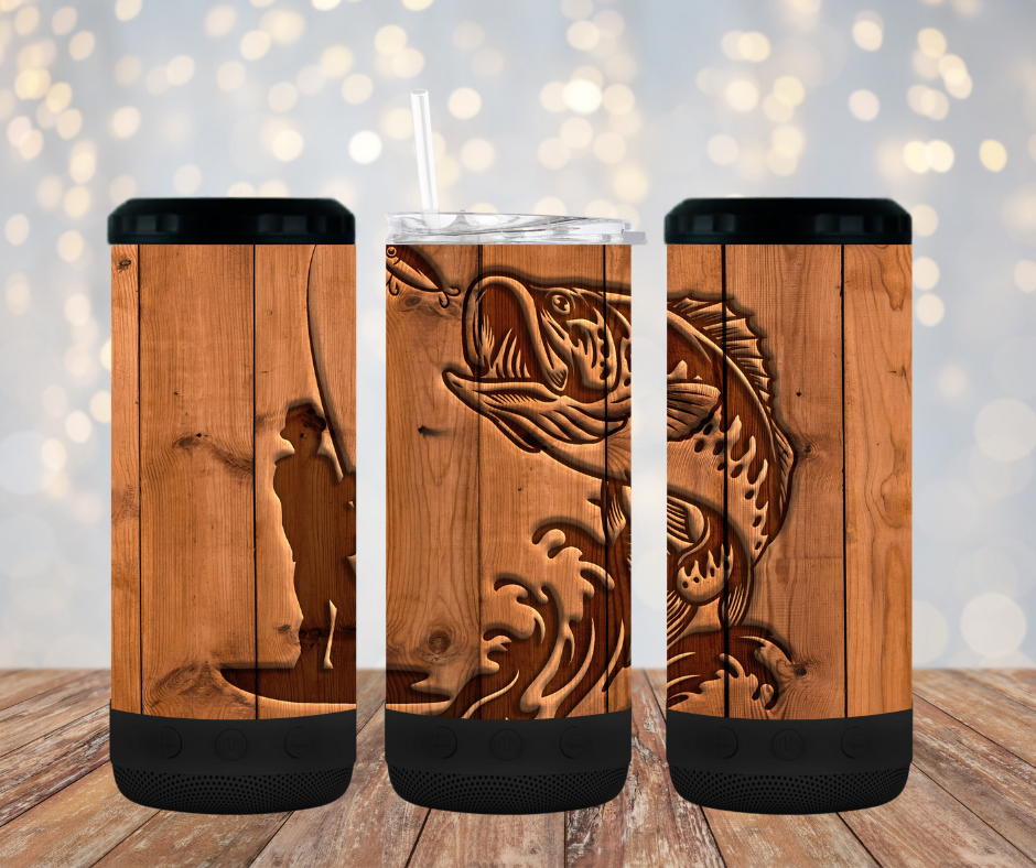 Wood fishing tumbler